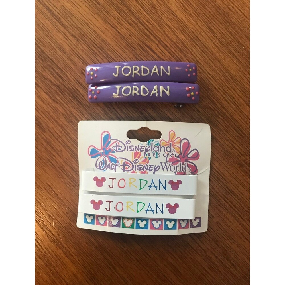 Disney Personalized Hair Accessories Barrettes Jordan set of Two NWT & NWOT - Picture 2 of 5